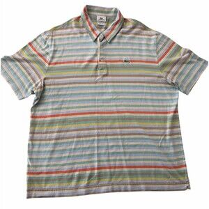 Lacoste Men’s Polo Shirt Size 8 Multicolor Striped Short Sleeve Classic Logo
